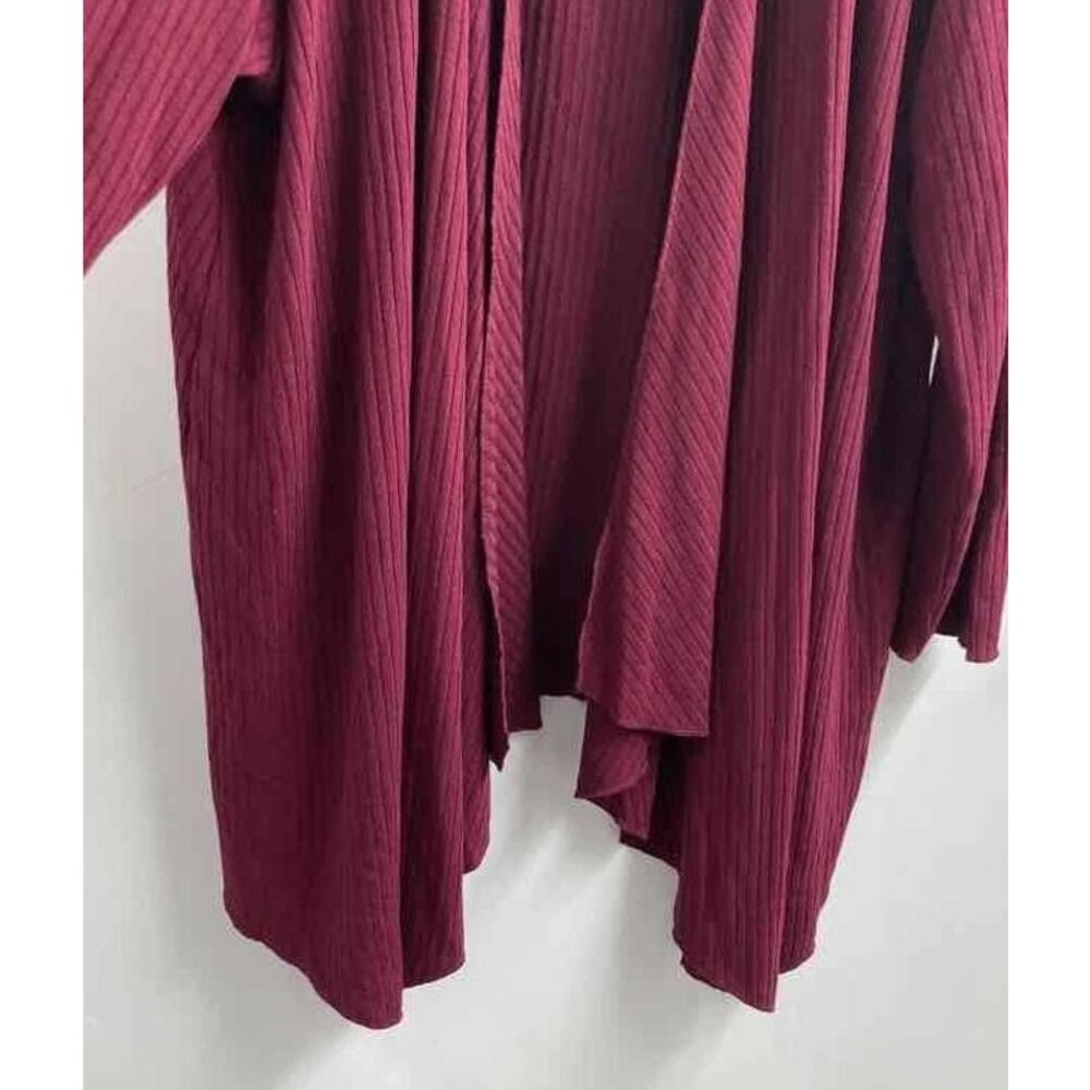 NWT Context Lord & Taylor Womens Burgundy Ribbed Waterfall Cardigan Sweater 2X - Picture 4 of 6